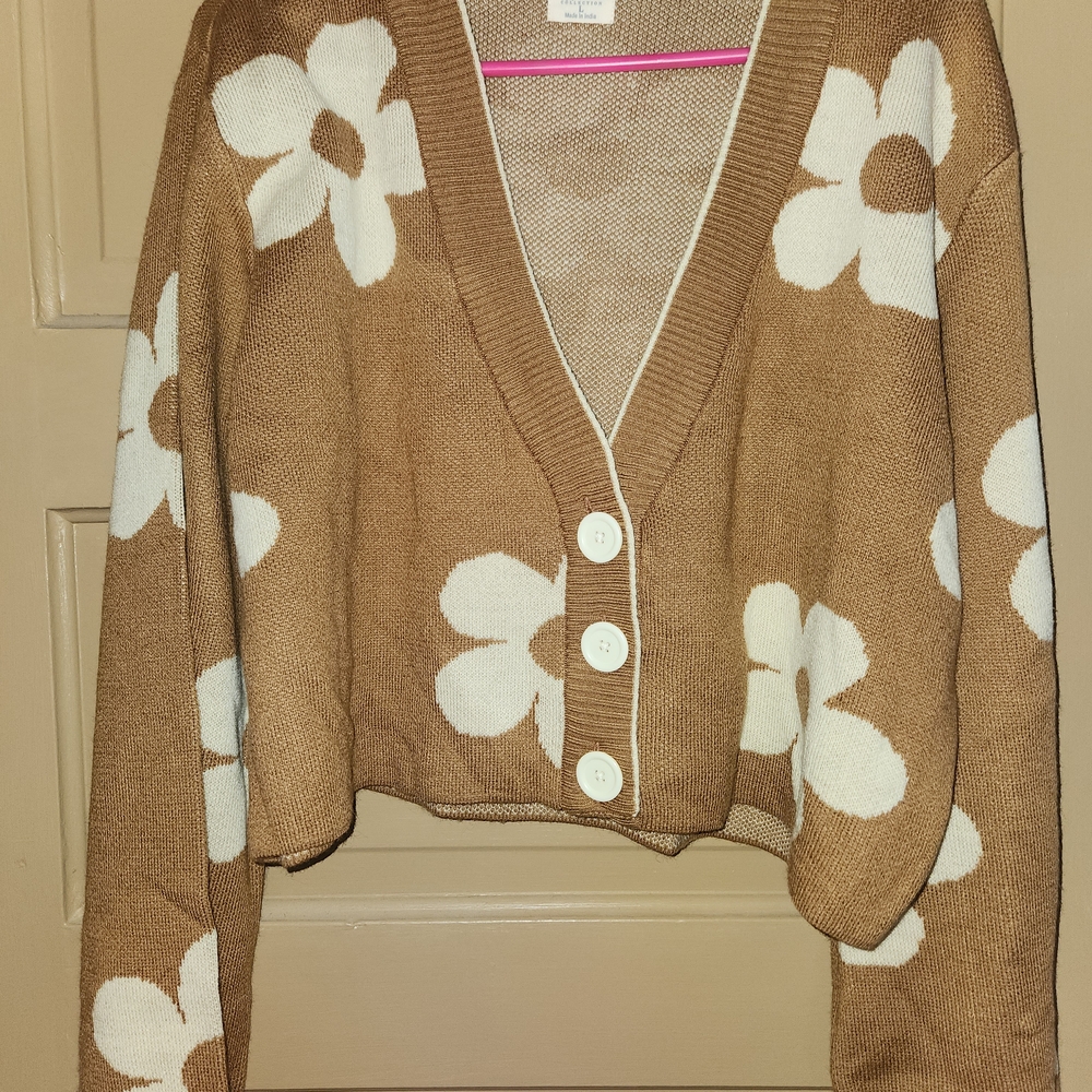 Simply Southern Floral Cardigan - Brown and Cream